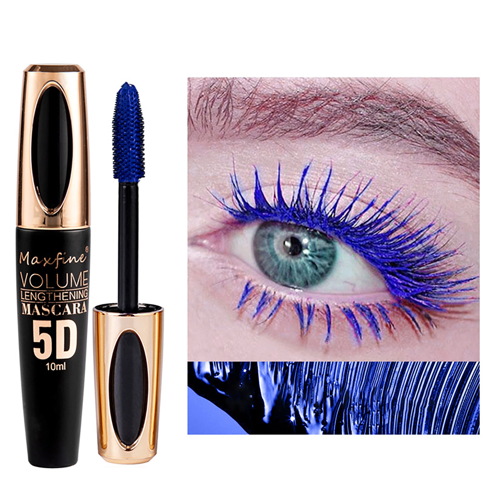 Beuking Blue Waterproof Mascara, 5D Silk Fiber photo 1
