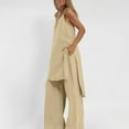 thumbnail image 6 of Linen Sets for Women 2 Piece Wide Leg Pants Sleeveless Cami Top Loose Fit Dressy Lounge Set Casual Summer Outfit, 6 of 8