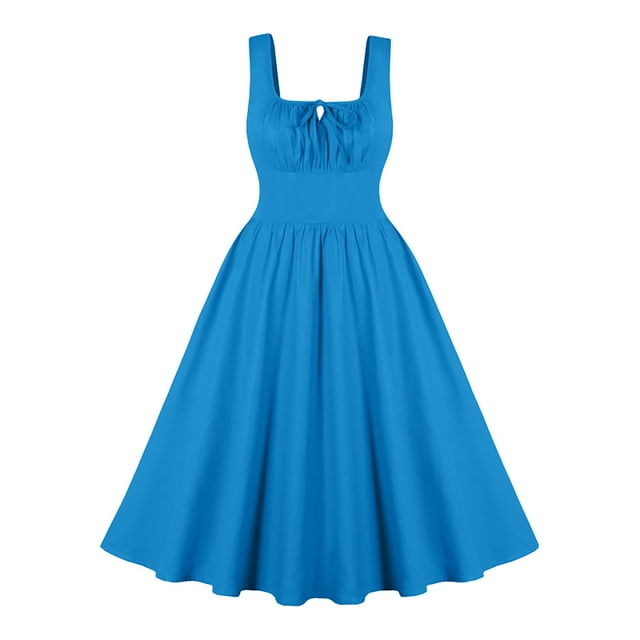 Robes pour Femmes, Robe Mode pour Femmes, Unie, Taille Mi-Haute, Sans Manches, à Col