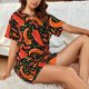 thumbnail image 4 of Fotbe Red Hot Chili Conjunto de Pijama Estampado para Mujer, 2 Piezas, Ropa de Dormir con Camiseta de Manga Corta y Shorts Suaves-3X-Large, 4 of 6