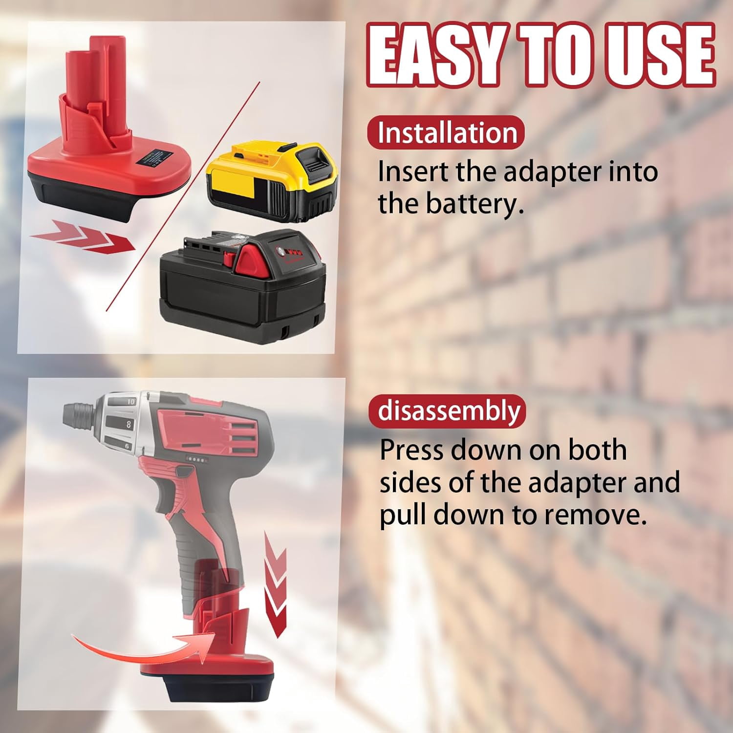 EID Battery Adapter for Milwaukee 12V,for Dewalt 20V Max & for Milwaukee 18V M18 Li-Ion battery convert to work for Milwaukee 12V M12 Cordless Tools Converter