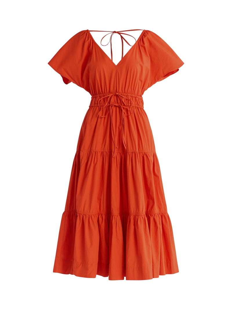short orange puffy dress Free Assembly Women's and Women's Plus Tiered Cotton Maxi Dress, Sizes XS-4X