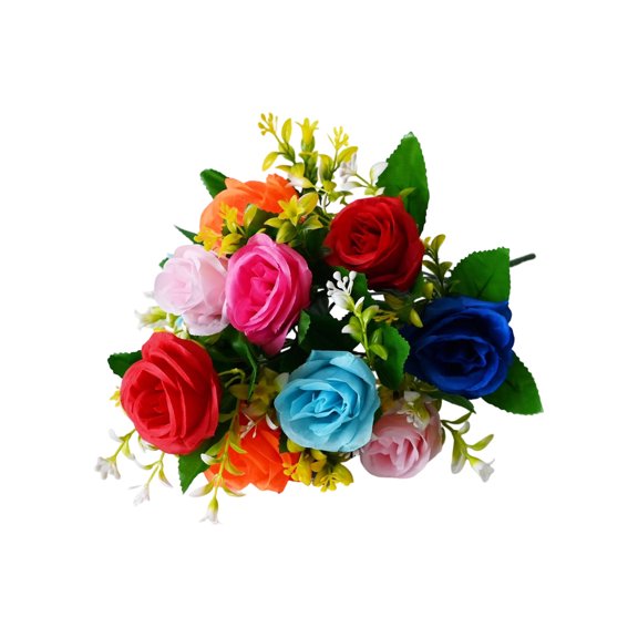 HOARBOEG 12 Heads Artificial Rose Bouquet, 16.14" Faux Rose Flowers Arrangement, Fake Floral Bundles for Indoor Home Decor, Table Vase Decor for Living Room Bedroom