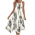 thumbnail image 2 of JTZGDY Women's Casual Summer Dress Retro Floral Printed Sleeveless Sundress Hankerchief Hem Midi Tank Dresses Loose Flowy Crewneck Beach Dress with Pockets Beige#02 XXL, 2 of 7