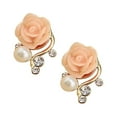 thumbnail image 1 of 1 Paire Boucles d'Oreilles en Cristal Fleur de Rose Perle Femmes Boucles d'Oreilles Clous Fleur de Rose OL Boucles d'Oreilles Clous Filles Boucles d'Oreilles à Rétrofriction, 1 of 6