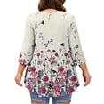 thumbnail image 4 of Plus Size Fashion Tops for Women Spring Crew Neck Oversize Tops Casual 3/4 Length Sleeve Tee Floral Printed Loose Shirt, 4 of 4