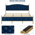 thumbnail image 5 of Homhougo Full Size Upholstered Bed Frame, Gold Platform Bed with Velvet Headboard, Heavy Duty Mattress Foundation with Wood Slats, Noise Free Design, No Box Spring Needed in Blue, 5 of 7