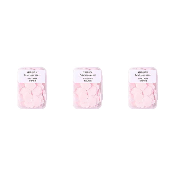 Kearding Jabón Papel Mano Desechable Perfumado Viaje portátil Limpieza Desinfección Rebanada Suministros Caja de baño Rosa Type1 NO1