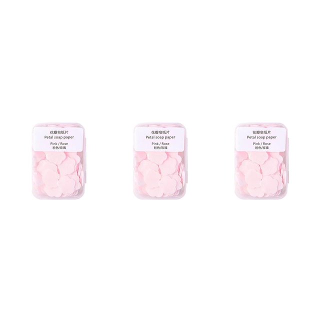 Kearding Jabón Papel Mano Desechable Perfumado Viaje portátil Limpieza Desinfección Rebanada Suministros Caja de baño Rosa Type1 NO1