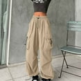 thumbnail image 3 of Cargo Pants Women Casual Y2k Parachute Pants Walking Trousers with Elasticated High Waist Lightweight Quick Dry Athletic Baggy Trouser Fall Pants Outdoor Streetwear Tracksuit Bottoms, 3 of 6