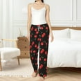 thumbnail image 5 of PISONIC Black Sweet Cherry Printed Women's Pajama Pants, Comfy Pajama Bottoms With Pockets&Drawstring, 5 of 7