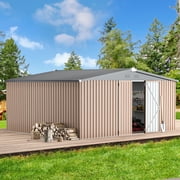 YODOLLA 14 x 12 ft. Outdoor Metal Storage Shed with Sliding Roof & Lockable Door