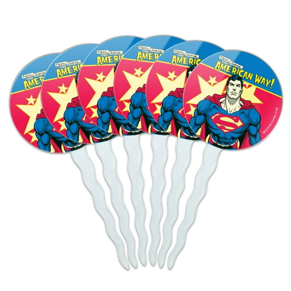 Superman The American Way Cupcake Picks Toppers Decoration Set of 6