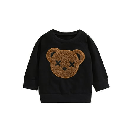 

Toddler Baby Kids Sweater Fall Winter Sweater Cartoon Bear Print Long Sleeve Crew-Neck Hoodies Tops