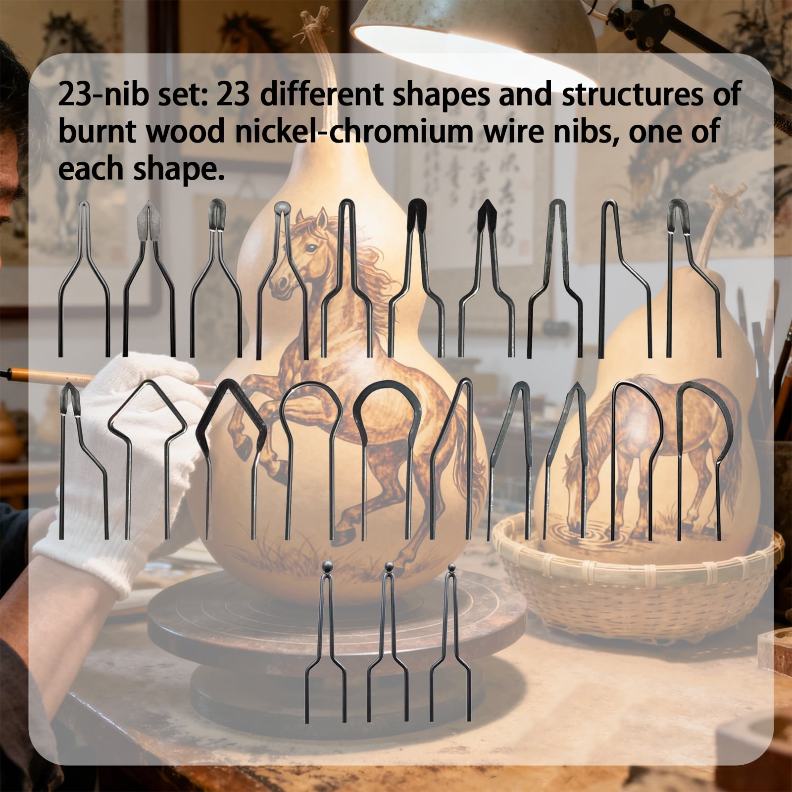 23pcs Wood Burning Kit Wood Burning Tips Tool High impedance Nickel Chromium Wire Pyrography Engraving Pen Tip for Pyrography Leather
