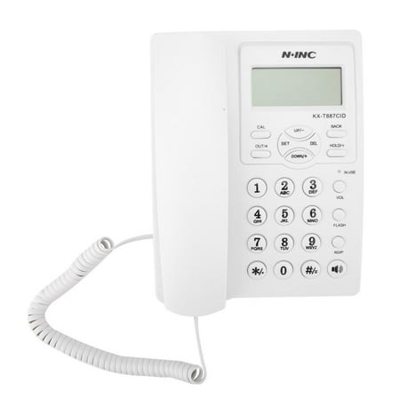 Hilitand LCD Display Hands Free Corded Phone with Speakerphone 3-group Alarms Desktop Corded Telephone, Corded Telephones for Home, Landline Telephone
