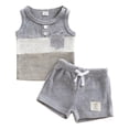 thumbnail image 4 of Boy Outfits Set Grey Sleeveless Tank and Shorts Spring Outfits 3-6 Months Boys Clothes, 4 of 7