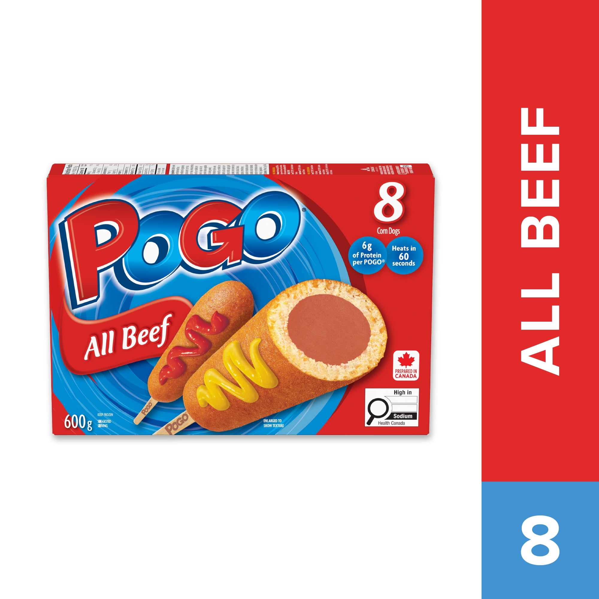 POGO® All Beef corn dogs 8-pack, 600 grams, Prepared in Canada, 600 g