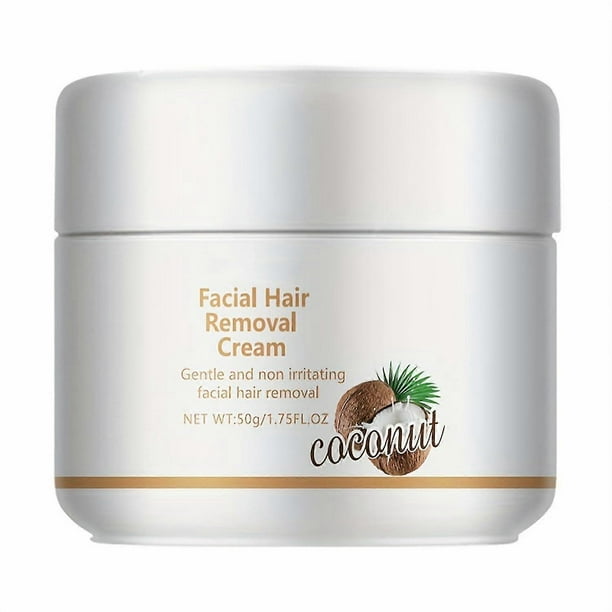 Facial Depilatory Cream, Coconut Hair Remover for Upper Lip and Chin for Women Face, Hair Removal Cream Gentle and Non-Irritating