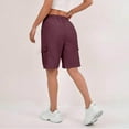 thumbnail image 5 of Bermuda Shorts for Women Summer Quick Dry Cargo Shorts with Pockets Outdoor Drawstring Knee Length Hiking Short, 5 of 8