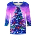 thumbnail image 4 of Bcresic Womens 3/4 Sleeve Tops for Christmas Cute Bear Graphic Tshirt Merry Christmas Shirt Funny Xmas 3D Tunic Top Casual Crewneck Pullover Blouse Holiday Basic Tee Outfits,#06_Purple,X-Large, 4 of 5