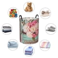 thumbnail image 4 of Pofeuu Vintage Typewriter Floral Print Laundry Basket Circular Laundry Hamper with Handle Waterproof Oxford Fabric Foldable Dirty Clothes Storage Bucket Gift Storage Basket-Medium, 4 of 6