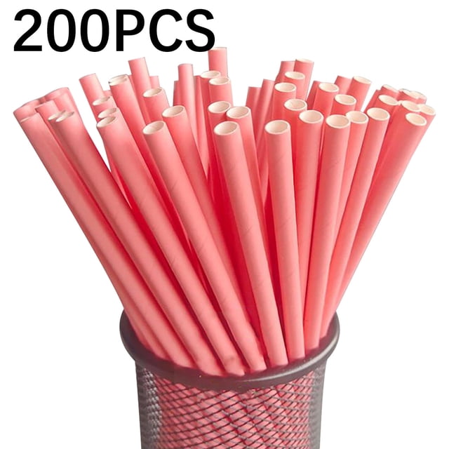 Pajitas LWZWM (paquete de 200) en liquidación, desechables, de papel, de plástico, flexibles, altas y altas, para fiestas, picnics y batidos.