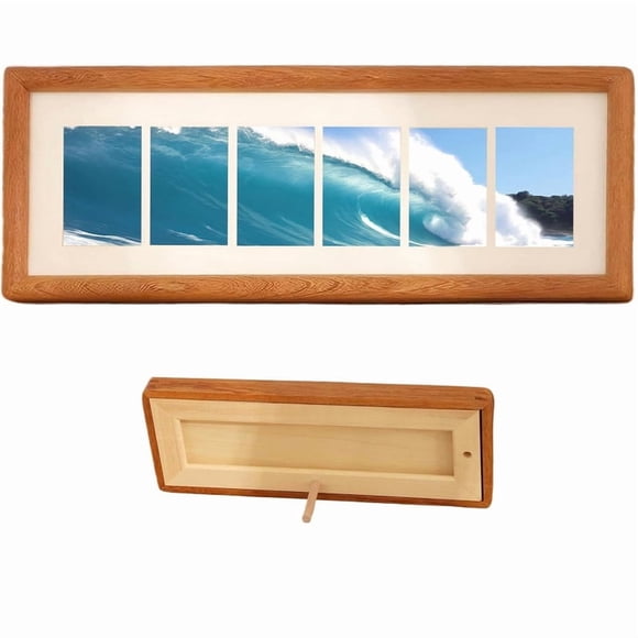 Picture Frame 5x13 Inch, Long Wooden Photo Strip Frame with 6 Openings, Collage Frames for Tabletop Home Office Desk Display