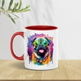 thumbnail image 3 of Hippie Pug Portrait oil painting Watercolor Tie-dye Vintage 11oz Accent Two-tone Mug Dog Lover Gifts Coffee Tea Cup - 00015, 3 of 5
