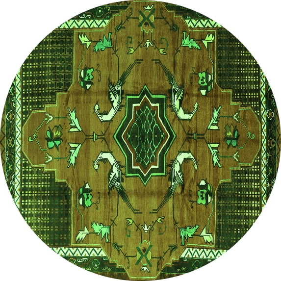 Ahgly Company Indoor Round Persian Green Traditional Area Rugs, 3' Round