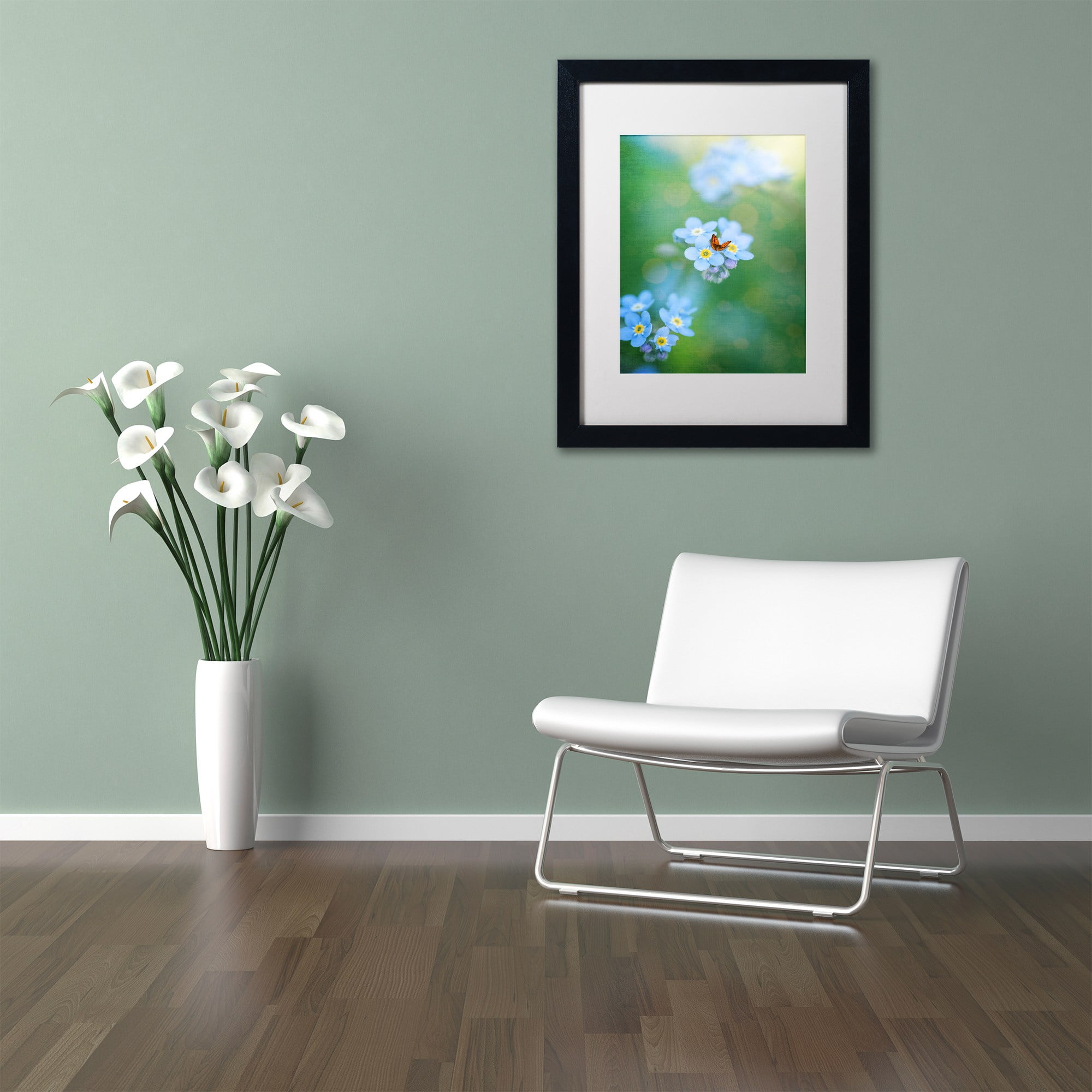 Trademark Fine Art "Forget-Me-Not" Canvas Art by Philippe Sainte-Laudy, White Matte, Black Frame