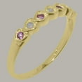 thumbnail image 2 of LBG British Made Traditional Solid 9k Yellow Gold Ring with Natural Opal & Pink Tourmaline Womens Eternity Ring - 33 size options - Size 4.25, 2 of 9