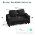 thumbnail image 4 of Linsy Home Storage Corduroy Loveseat Sofa Couch with USB & Cup Holder, Easy Assembly, Black, 4 of 7