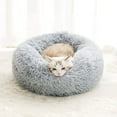 thumbnail image 6 of BODISEINT Modern Soft Plush Round Pet Bed for Cats or Small Dogs, Mini Medium Sized Dog Cat Bed Self Warming Autumn Winter Indoor Snooze Sleeping Cozy Kitty Teddy Kennel (M(23.6”Dx7.9 H), Light Grey), 6 of 9