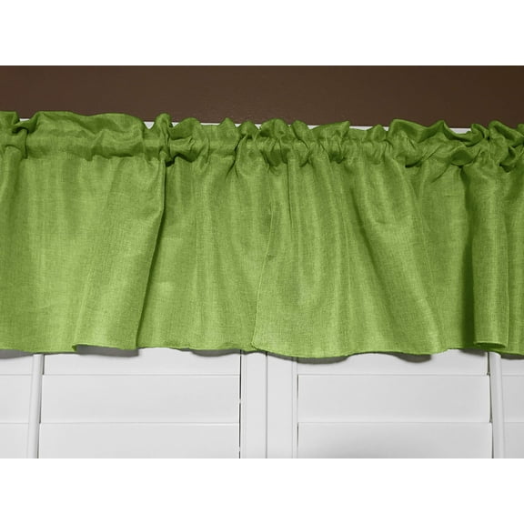 Faux Burlap Window Valance 58" Wide Solid Lime Green