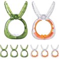thumbnail image 1 of Pinzas para toallas para sillas de playa Cruise, juego de 8, forma de conejo, de plástico resistente, resistentes al viento, para fijar toallas, ropa, edredones y mantas (naranja y verde), 1 of 5