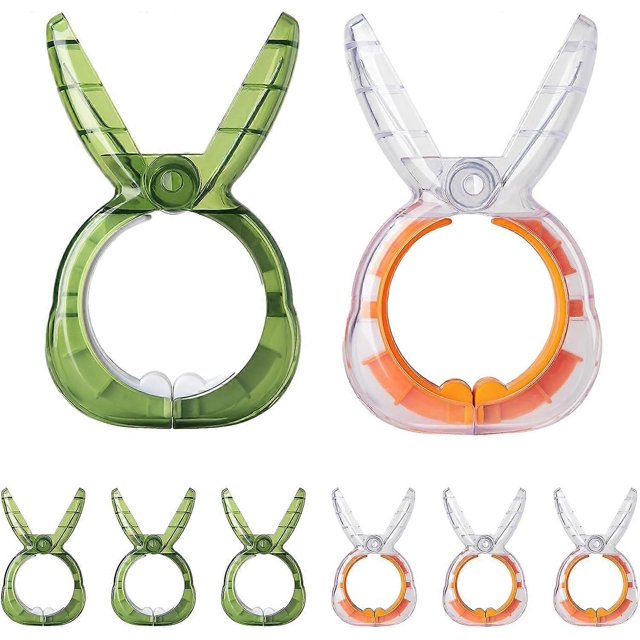 Pinzas para toallas para sillas de playa Cruise, juego de 8, forma de conejo, de plástico resistente, resistentes al viento, para fijar toallas, ropa, edredones y mantas (naranja y verde)