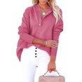 thumbnail image 2 of Femmes Casual Bouton V Sweat à Capuche Pull Oversize avec Poches, 2 of 5