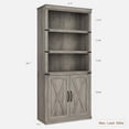 thumbnail image 2 of Farmhouse Wooden Bookcase with 5 Open Shelves and Closed Cabinets, Durable Engineered Wood Storage Shelf for Study Room Home Office Living Room,Grey, 2 of 7