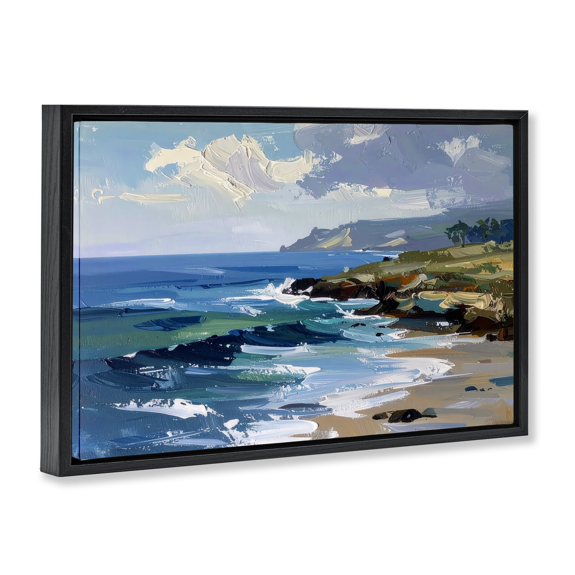 Stupell Industries Sky To Sea Impression Black Framed Floater Canvas Wall Art, design by Alonza Saunders