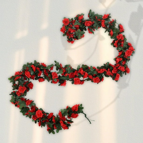 mfyjkho Enredadera de flores artificiales de rosas simuladas para decoración de techos y bloqueo de conductos de aire acondicionado, planta de envoltura de plástico, 1 pieza