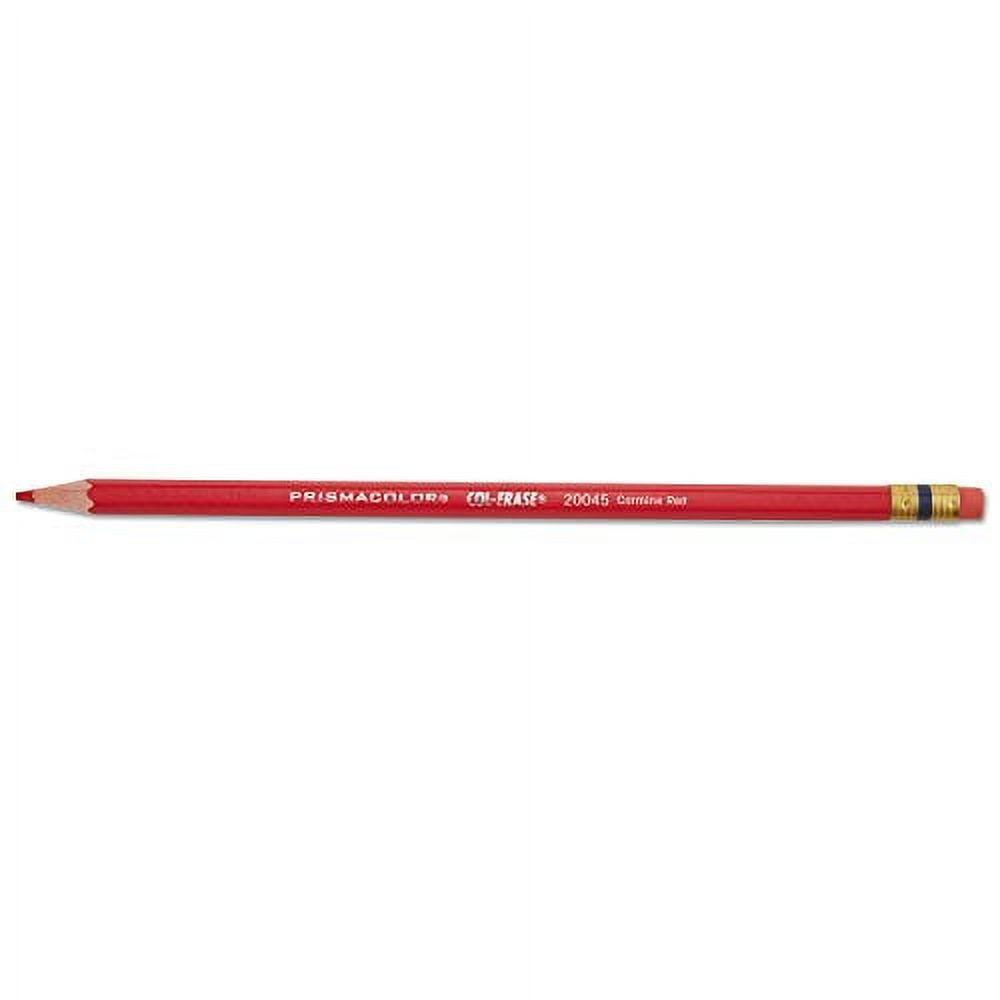 Prismacolor Col-Erase Pencil with Eraser, 0.7 mm, 2B (#1), Carmine Red Lead, Carmine Red Barrel, Dozen (20045)