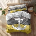 thumbnail image 2 of White Anchor Twin Size Comforter Set, Costal Yellow Grey Stripes Wood Grain Bottom Bedding for All Seasons, 4 Pcs Bed Set, 1 Quiltcover (68"x86") ,1Sheet(67"x116"), 2Pillowcases (30"x20"), 2 of 12