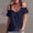 Navy, variant on Women's Off Shoulder Blouse Ruffled Strap Cold Shoulder Top with Short Flounce Sleeves Going Out Shirts