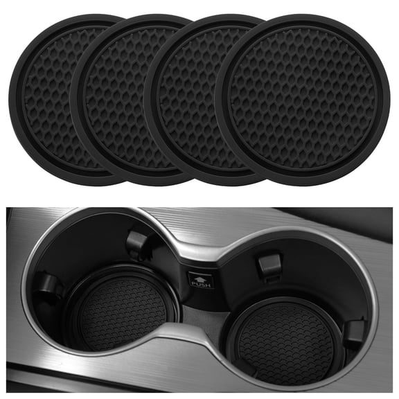 Bangbobby Car Cup Coaster, 4PCS Universal Non-Slip Cup Holders Embedded in Ornaments Coaster, Car Interior Accessories, Black