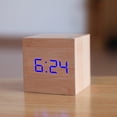 thumbnail image 5 of Yesbay Wooden Square Digital LED USB Desk Alarm Clock Table Voice Control Decoration,Bamboo Wood Red Figure, 5 of 8
