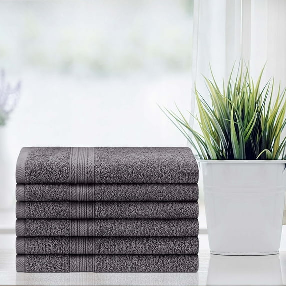 BNM Eco-Friendly Cotton Hand Towel Set of 6, Graphite
