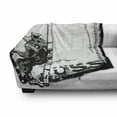 thumbnail image 3 of Motorcycle Soft Flannel Fleece Blanket, Motocross Racer Image Grungy Background Poster Style Monochromic Artwork Print, Cozy Plush for Indoor and Outdoor Use, 60" x 80", Black White, by Ambesonne, 3 of 6