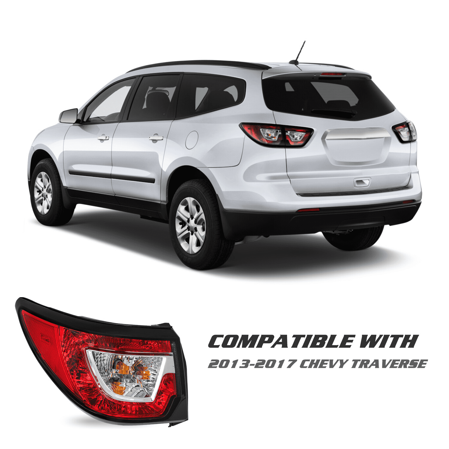 Titans Motors Tail Light for 2013-2017 Chevrolet Traverse Driver Side Left Outer Lamp Assembly with Bulbs