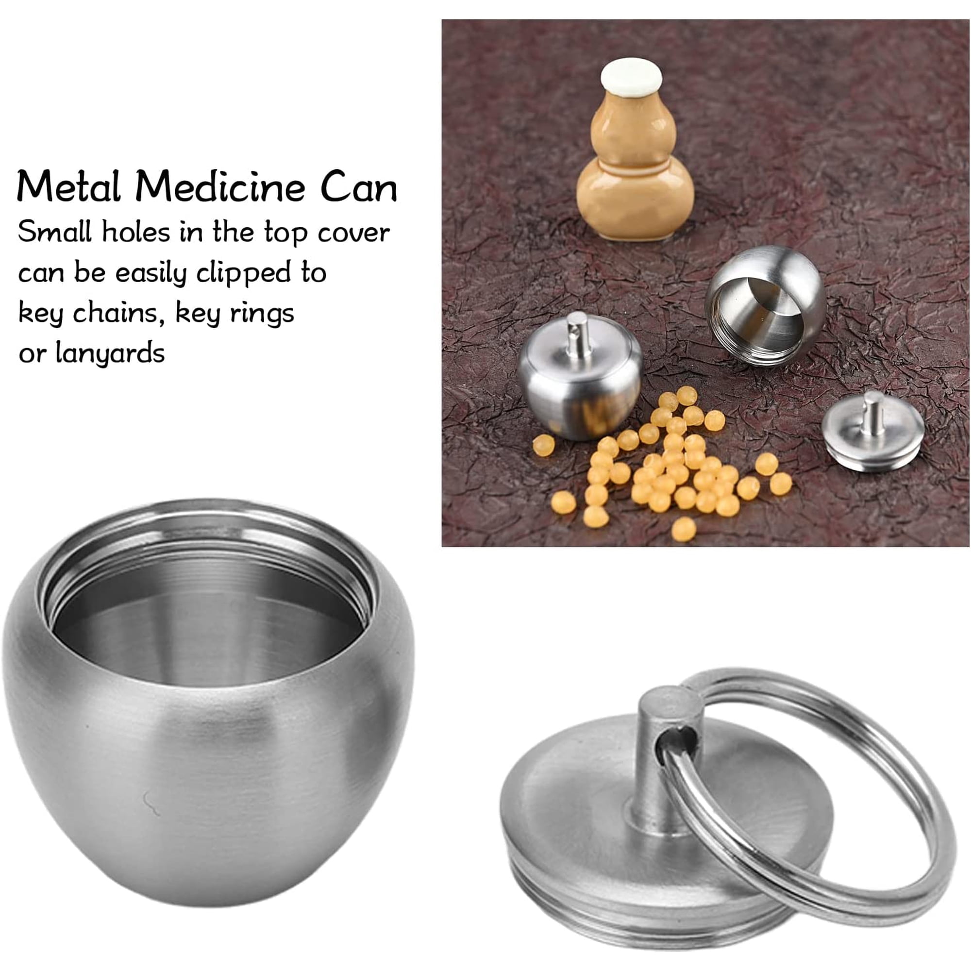 Stainless Steel Mini Jar Keychain – Sealed Small Container Case For Pills, Charms, Or Keepsakes